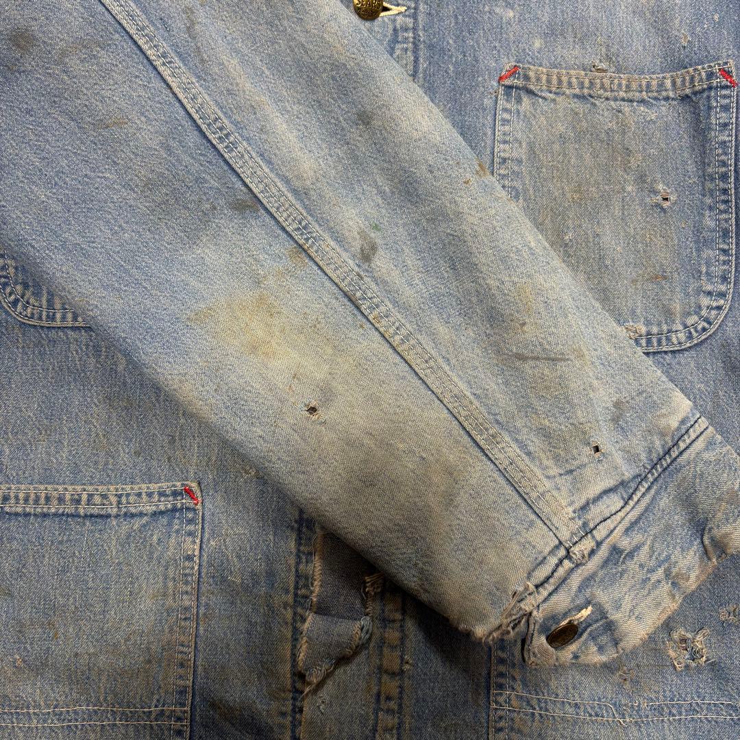 70s Sears Work デニムカバーオール　ヴィンテージ　フェード　古着