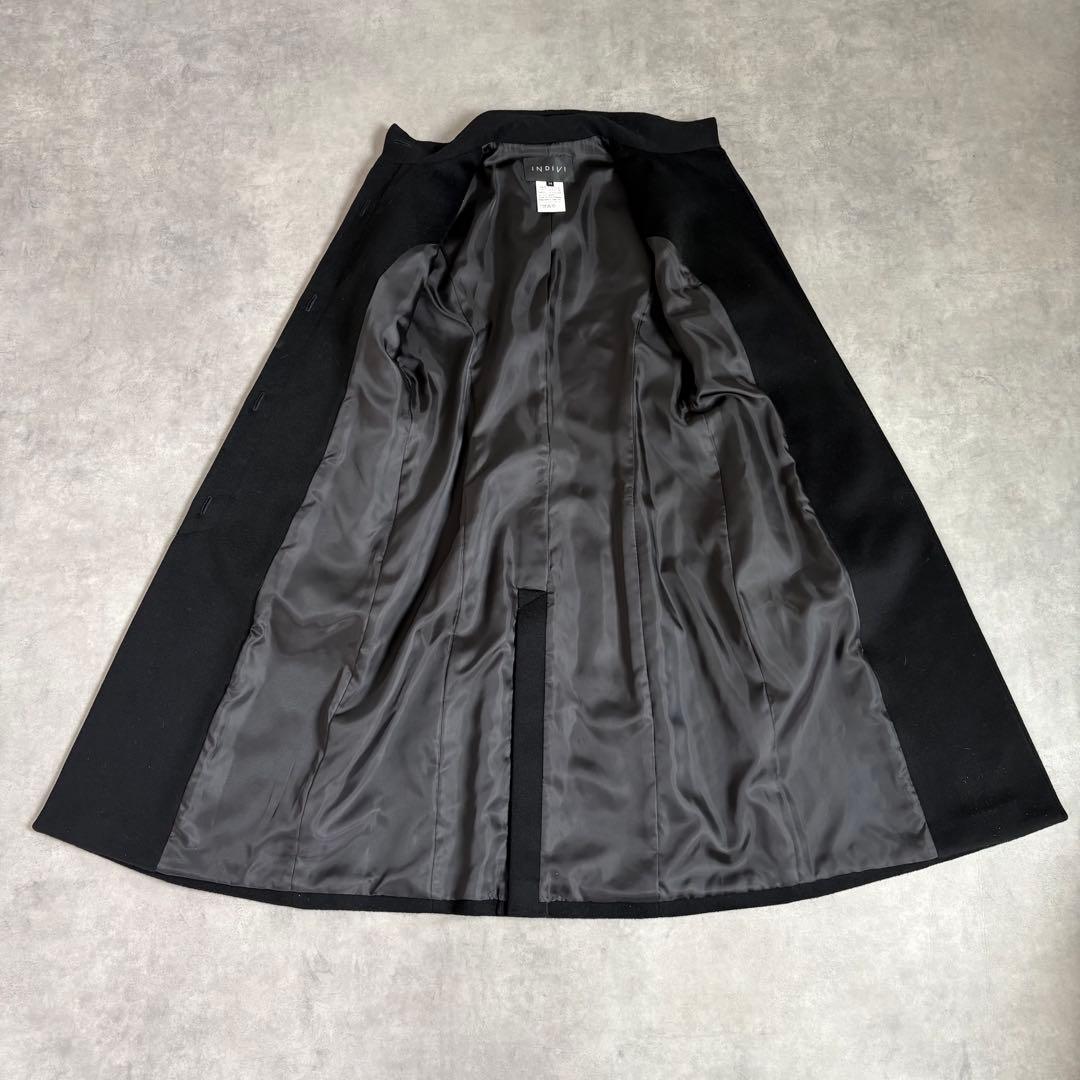 【美品】INDIVI 高級カシミヤ100% ビーバーロングコート スタンドカラー