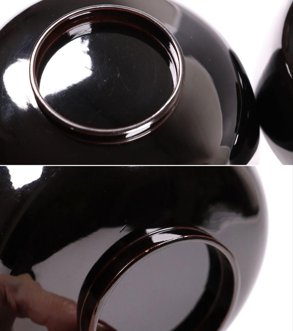 CL31 輪島塗 諫鼓鶏金蒔絵 黒塗椀 二客 木製漆器 鶏 太鼓 草花 梨地