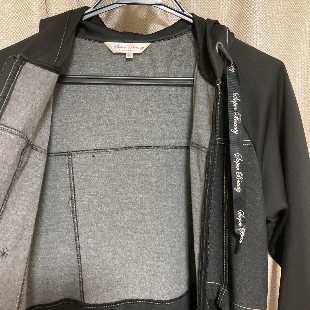 Super Beauty スーパービューティ　フード付きロングコート　ビジューL