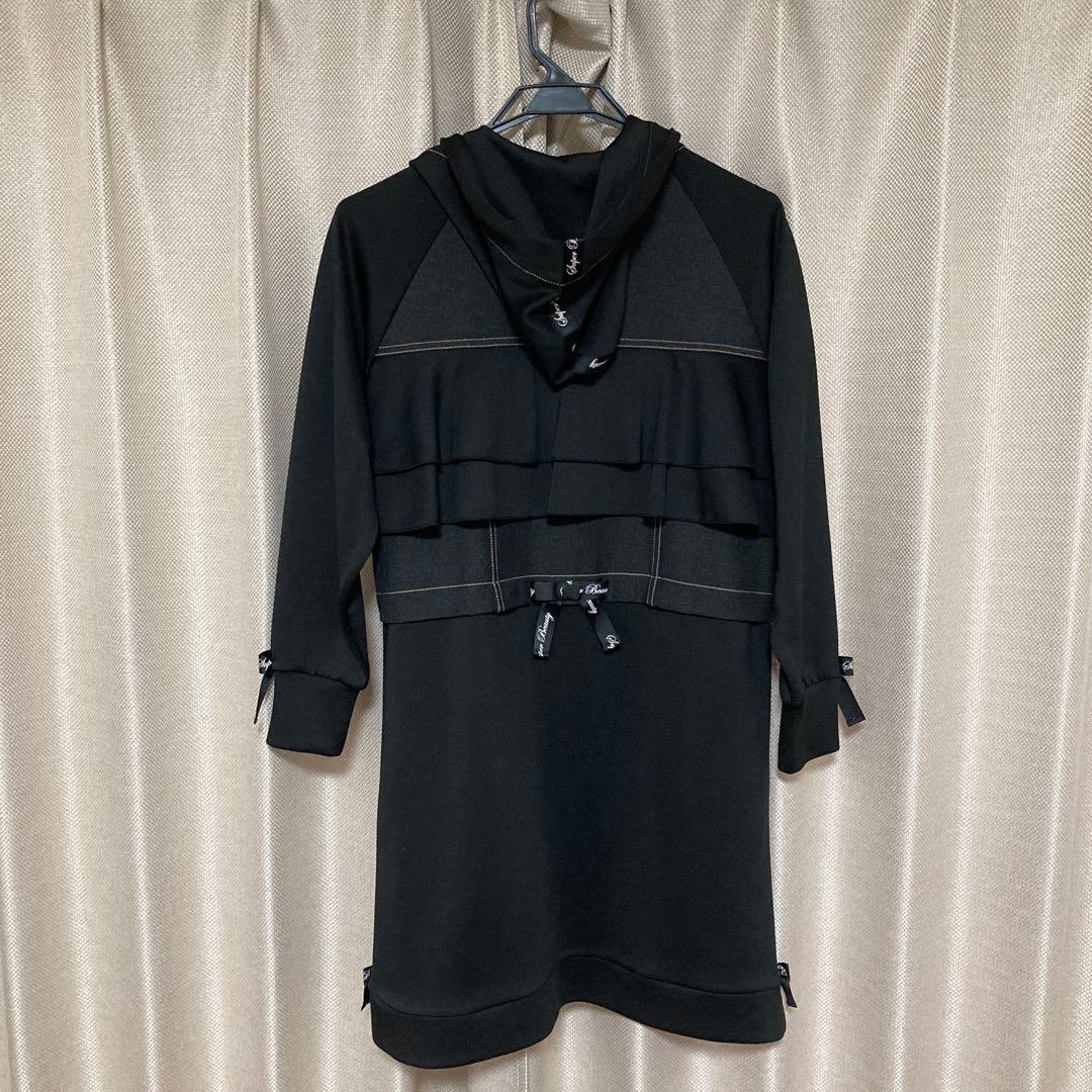 Super Beauty スーパービューティ　フード付きロングコート　ビジューL