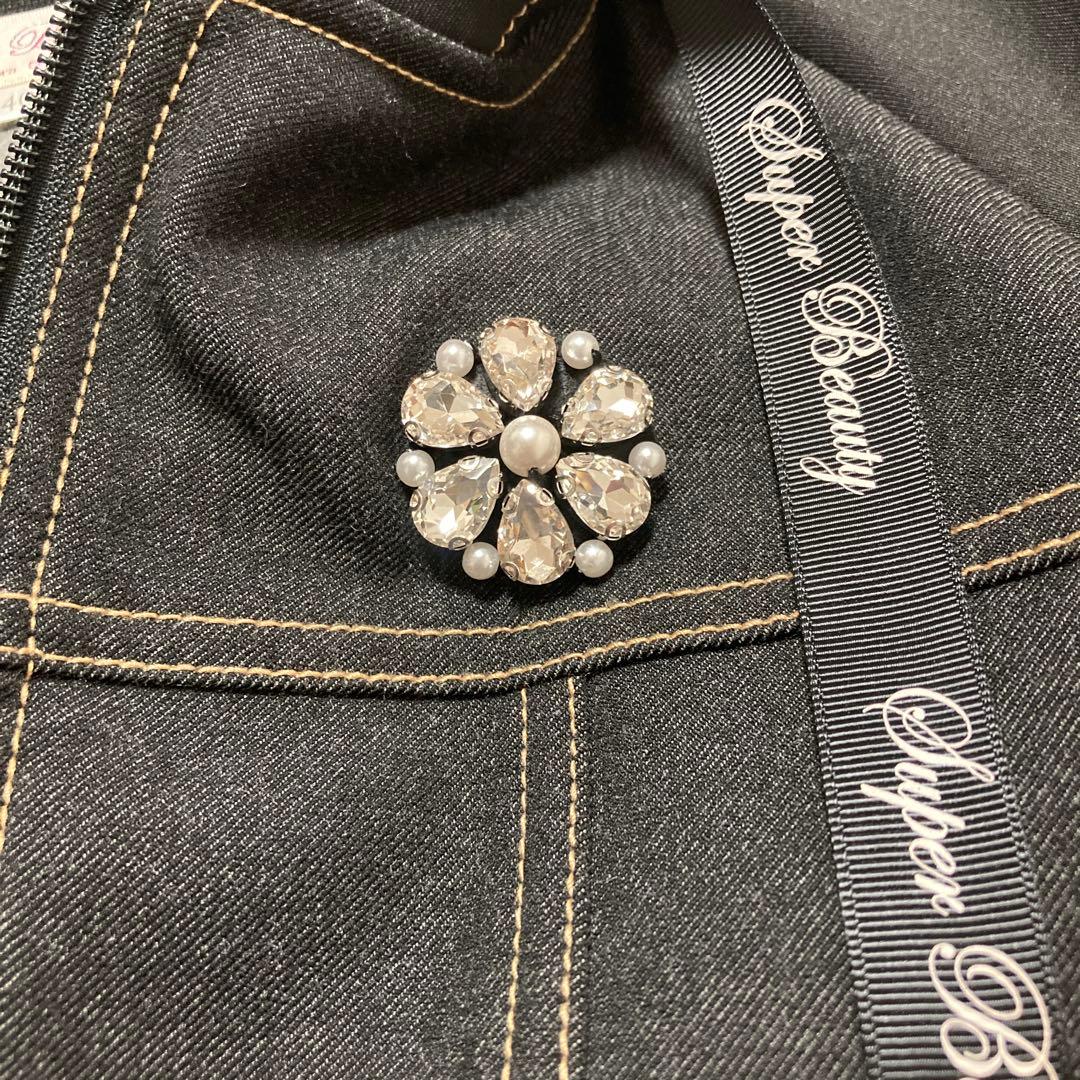 Super Beauty スーパービューティ　フード付きロングコート　ビジューL