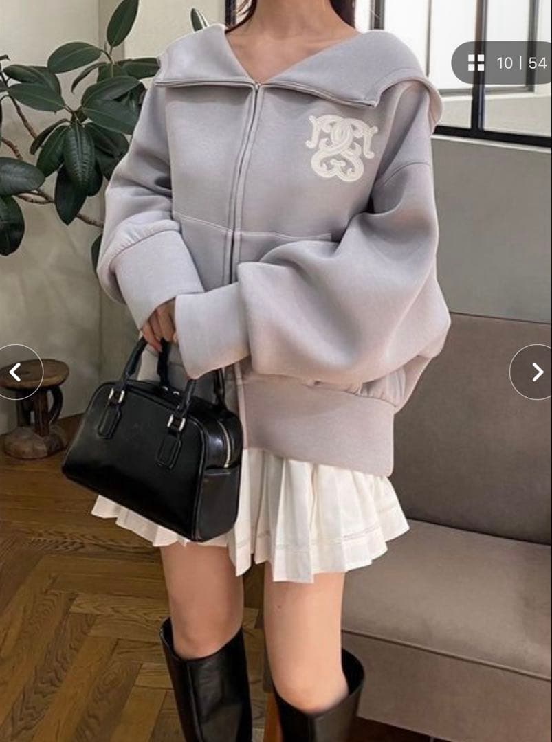 SNIDEL ボリュームパーカー　グレー　ラメ