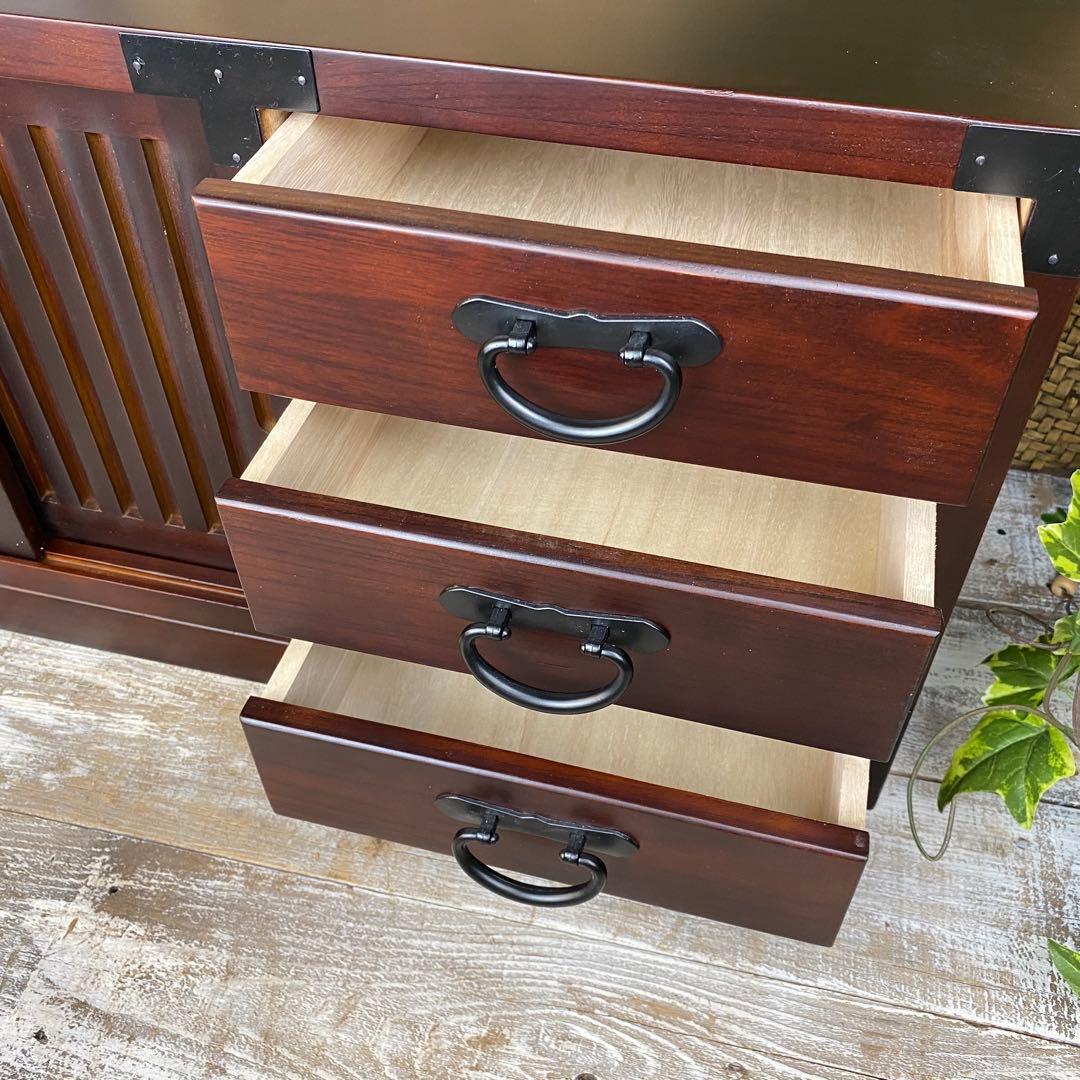 民芸家具木製桐材総桐天然無垢和チェスト横長テレビ台サイドボード飾り棚収納タンス