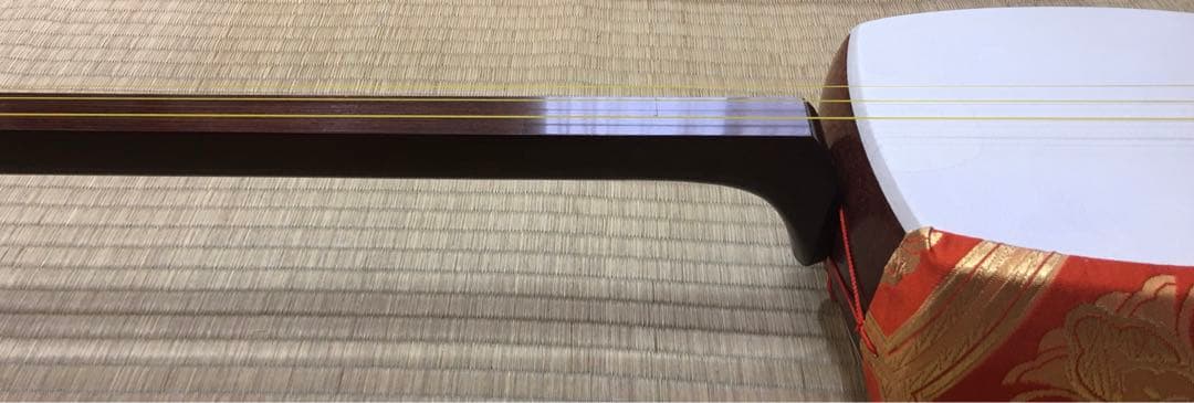 地唄三味線【高級 紅木 二分大 美品 両面張替 】