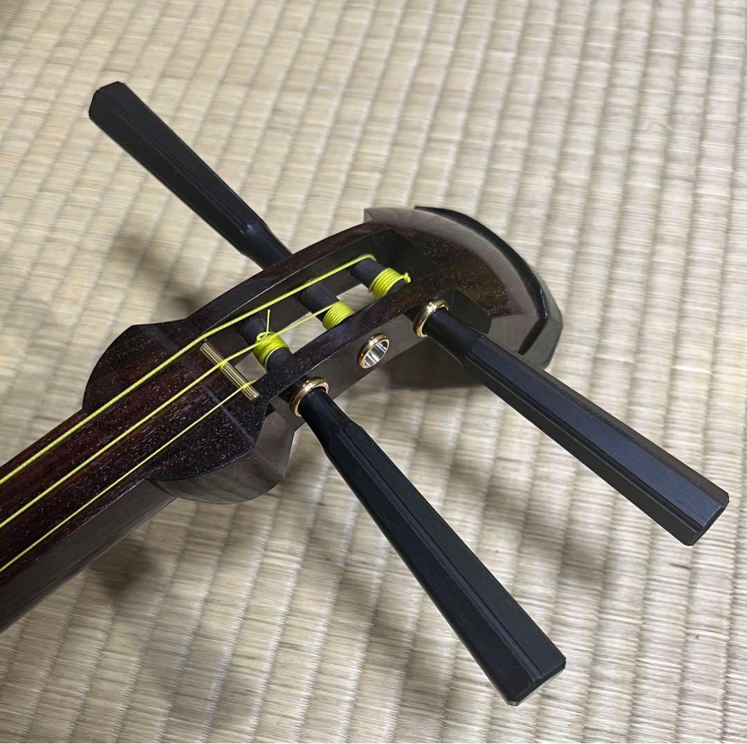 地唄三味線【高級 紅木 二分大 美品 両面張替 】