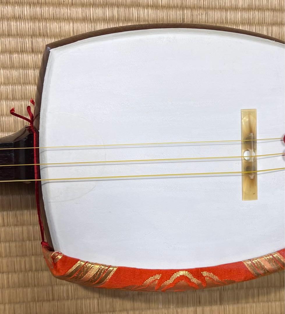 地唄三味線【高級 紅木 二分大 美品 両面張替 】
