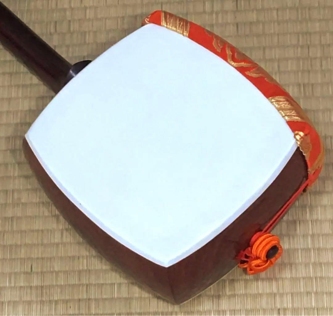地唄三味線【高級 紅木 二分大 美品 両面張替 】