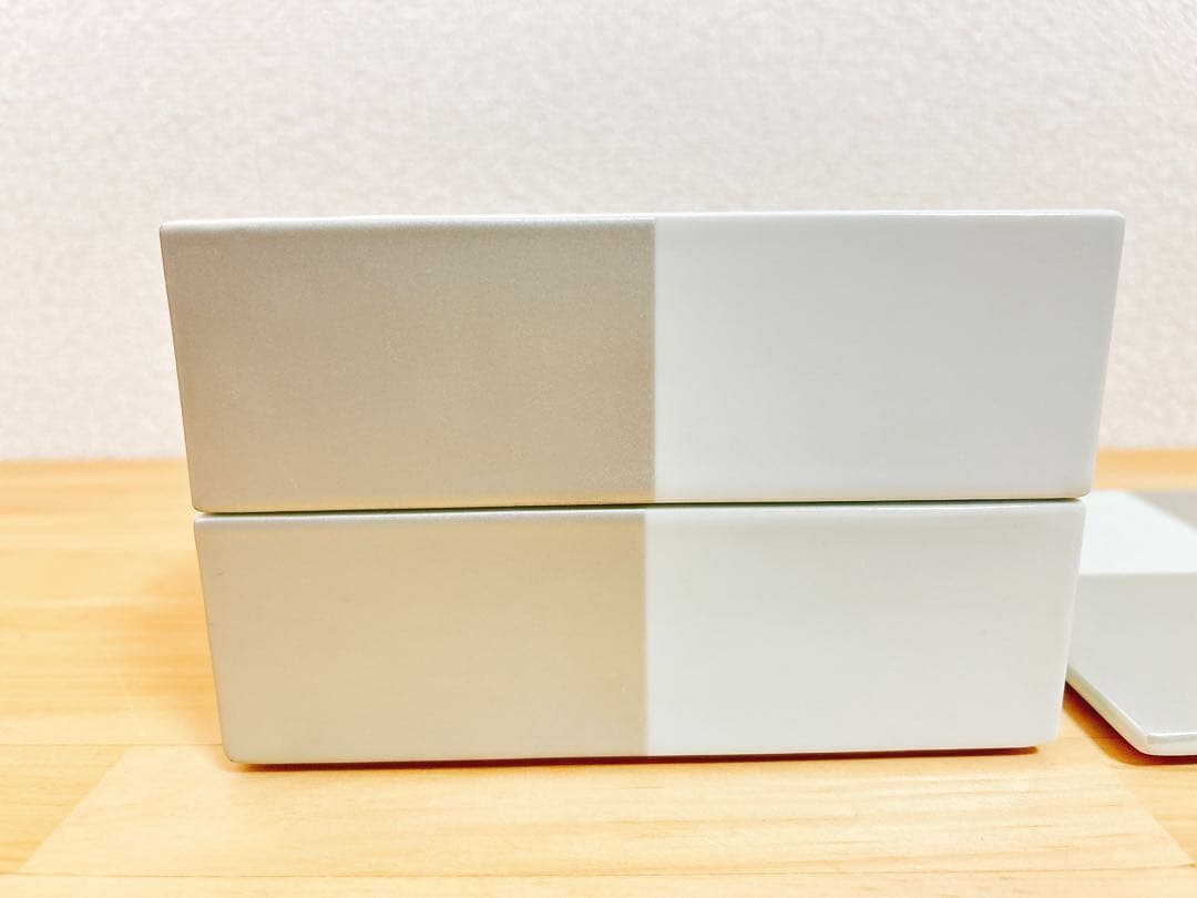 どんどん様ご依頼品　波佐見焼　二段陶箱　市松模様重箱　白銀