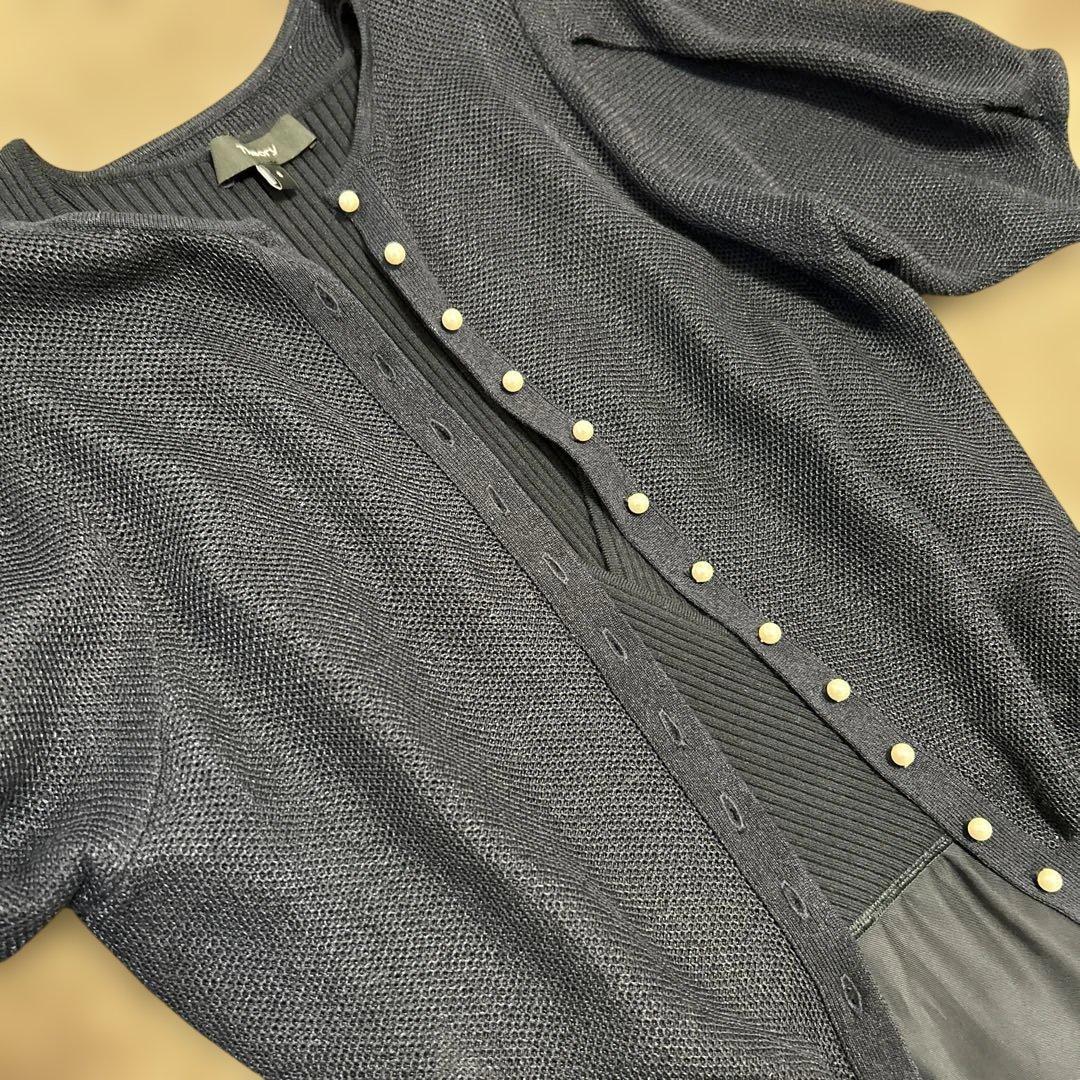 theoryダークネイビー パーティードレスとバルーンカーディガンセット