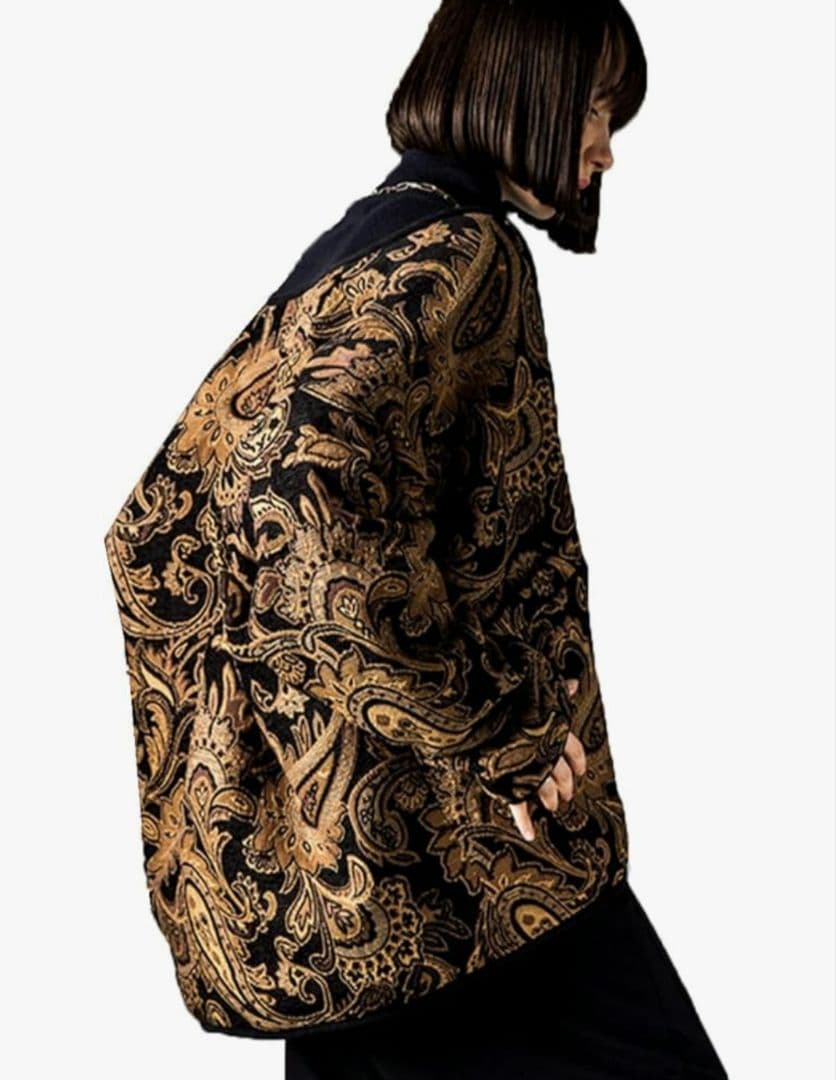 antiquaペイズリー柄 ジャガードジャケット