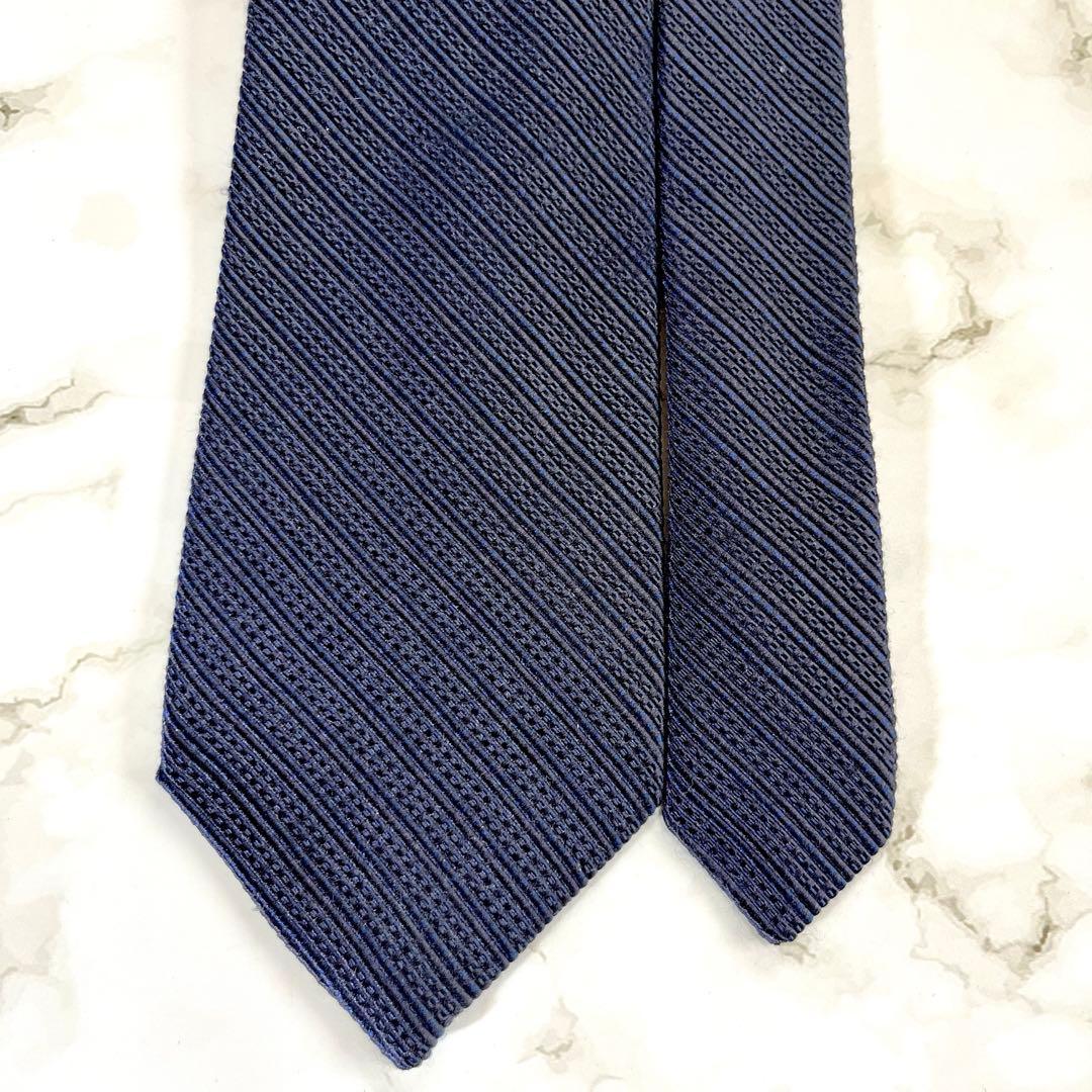 美品✨　GUCCI グッチ　ネイビー　ソリッド　ジャガード　ネクタイ