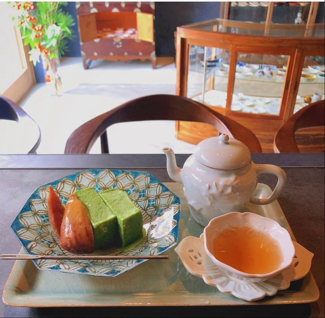 作家　中国茶　茶器　急須　セット　皿　蓮子　花　豊增一雄　豆皿