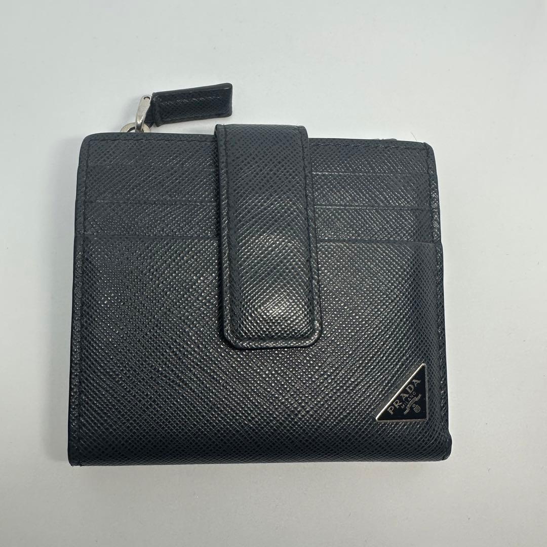 【SALE開催中】PRADA サフィアーノレザー 二つ折り財布 ネイビー