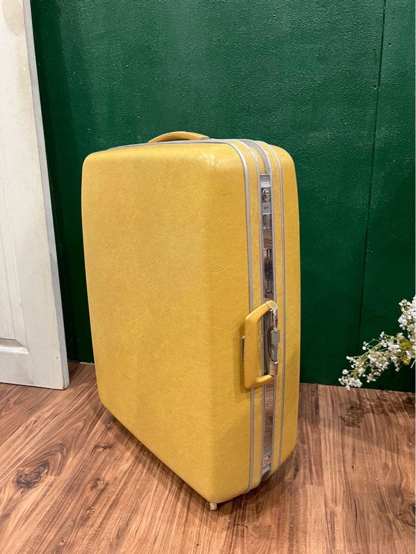サムソナイト キャリーバッグ 黄色 イエロー スーツケース トランク 昭和レトロ