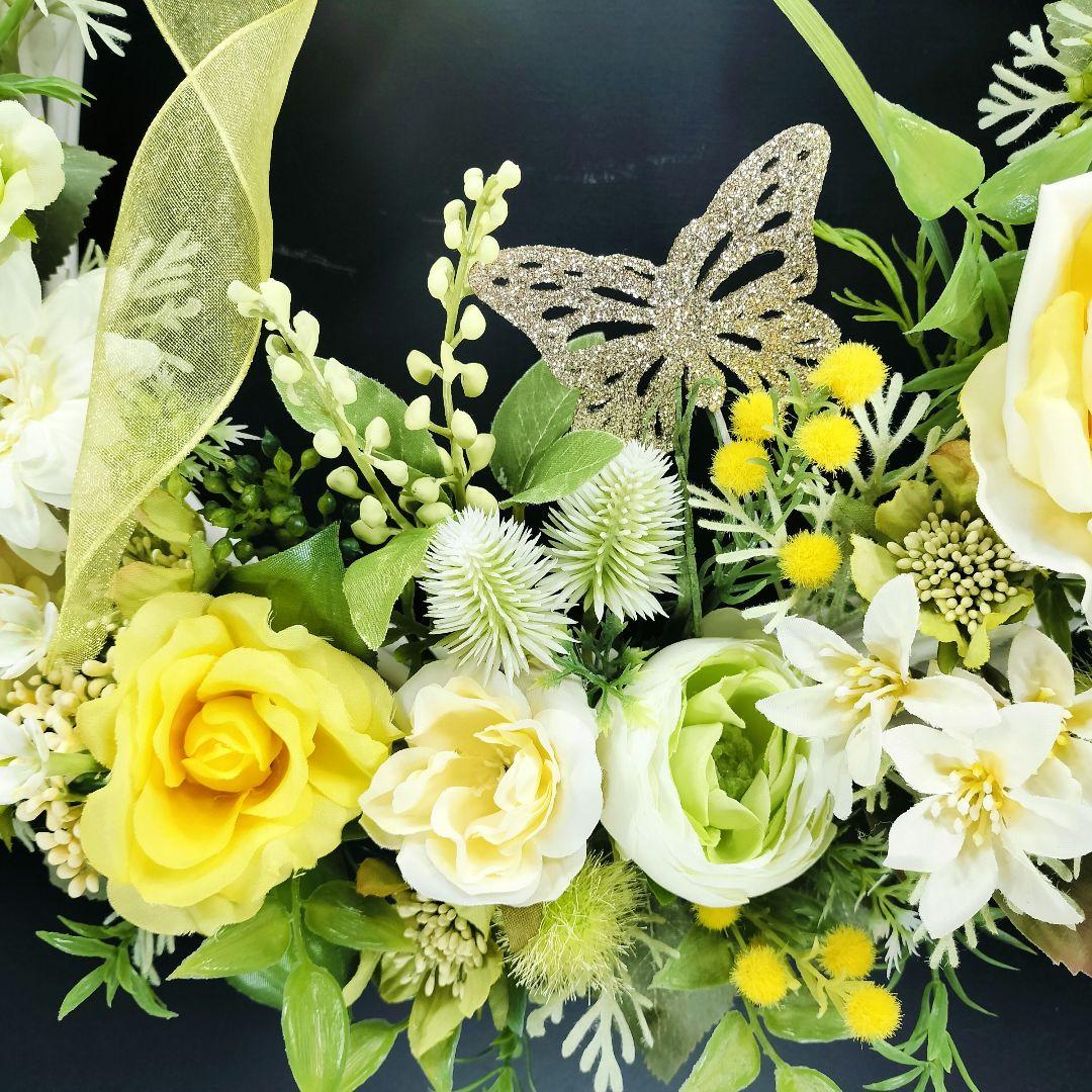 商品名【芽依】ゆきこ♥ローズとガーベラのフラワーリース 春リース