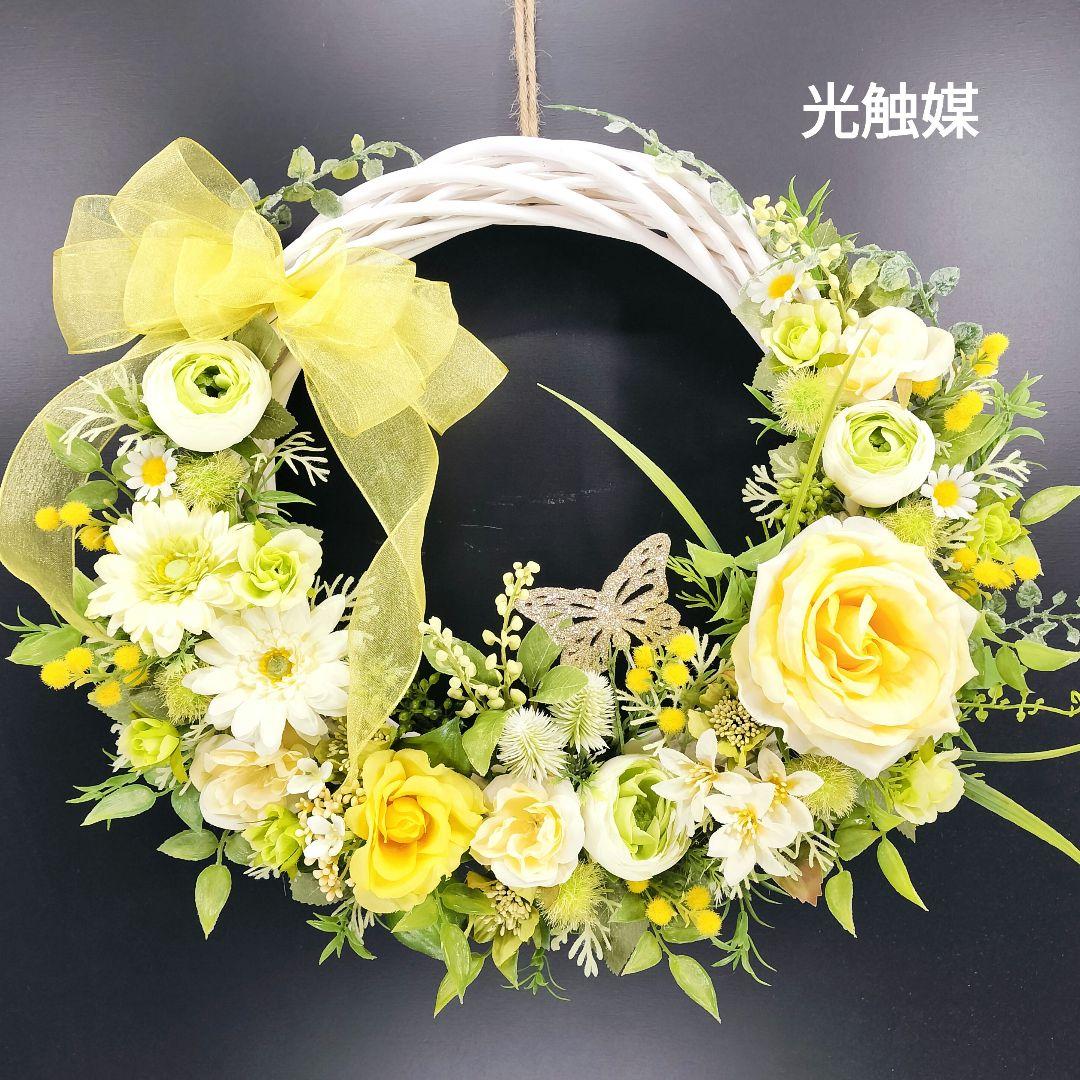 商品名【芽依】ゆきこ♥ローズとガーベラのフラワーリース 春リース