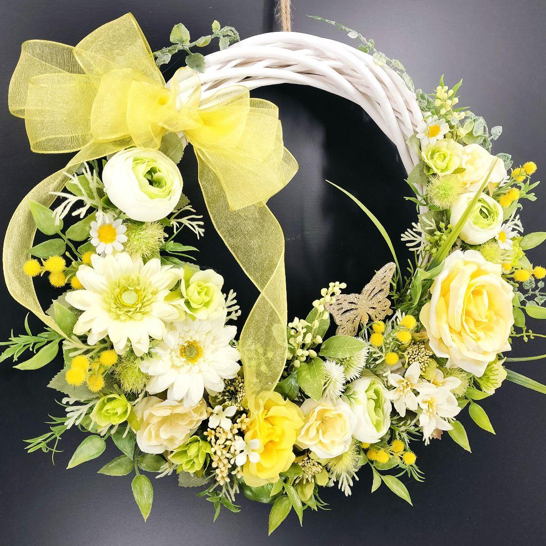 商品名【芽依】ゆきこ♥ローズとガーベラのフラワーリース 春リース