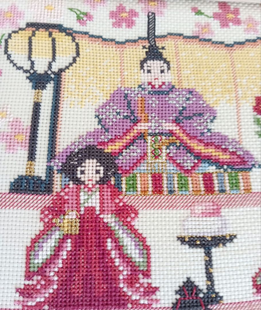 ぱんなちゃん　ホビーラホビーレクロスステッチ〈雛段飾り〉完成品