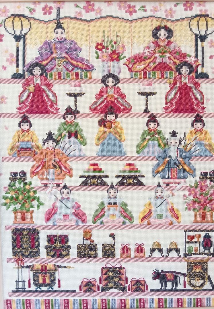 ぱんなちゃん　ホビーラホビーレクロスステッチ〈雛段飾り〉完成品