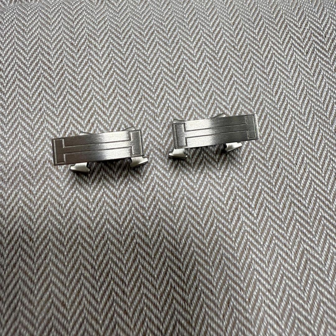 HERMES カフリンクス　Hロゴ　シルバー