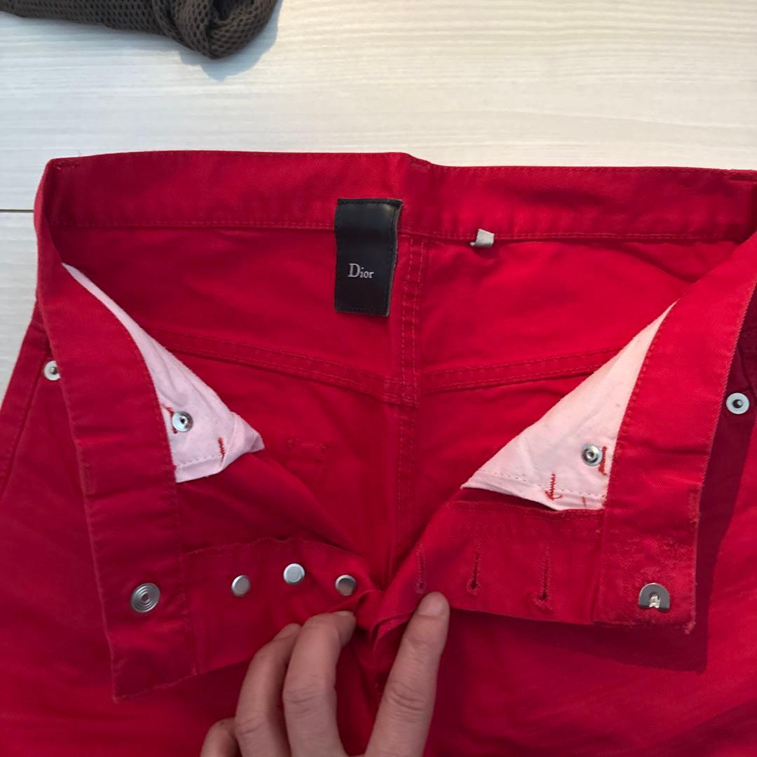 Dior 赤 ボタンフライ パンツ
