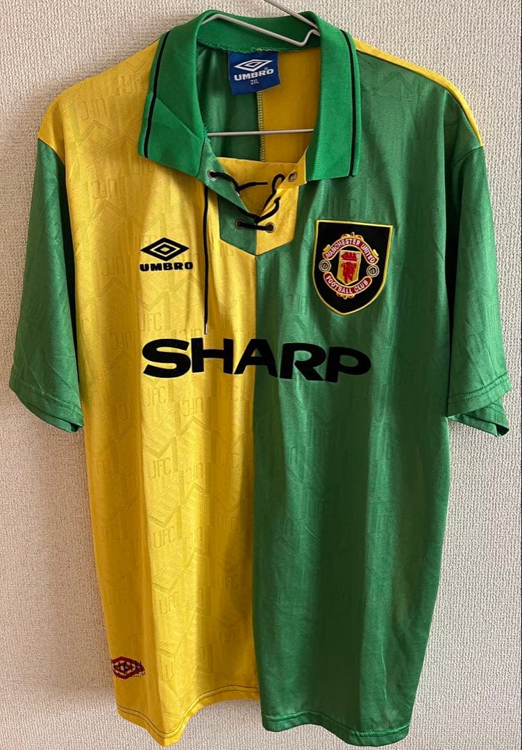 【即日発送/極希少/極美品/2XL】92マンチェスターU　 復刻3rd ユニ