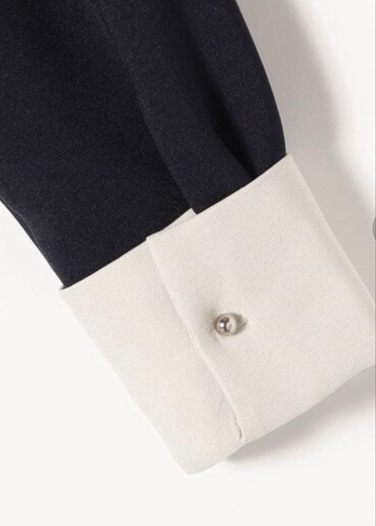 SHIPS any ダブルクロス Aライン シャツワンピース　ネイビー