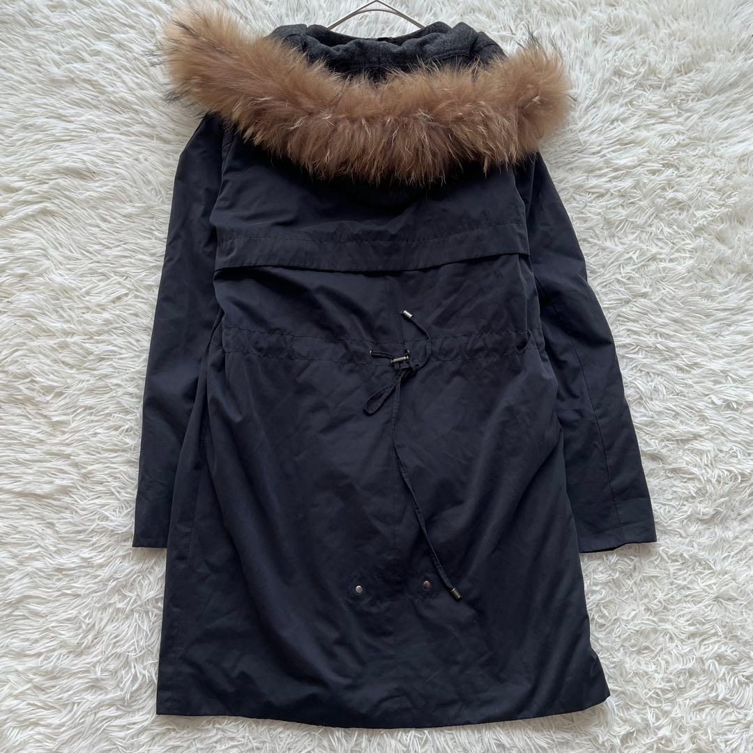 【美品】マックスマーラ ロング中綿コート ファー フード ライナーベスト付き M