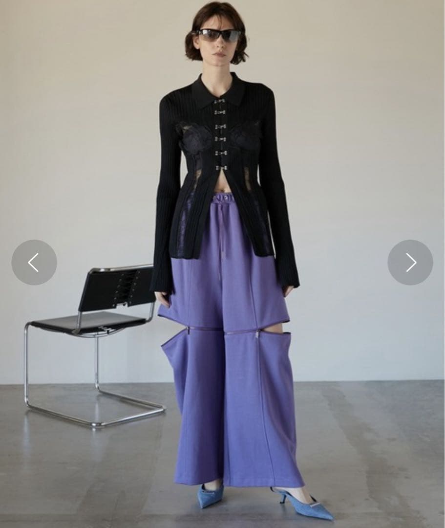 【PRANK PROJECT】ファスナースリットリブダンボールニットパンツ　38