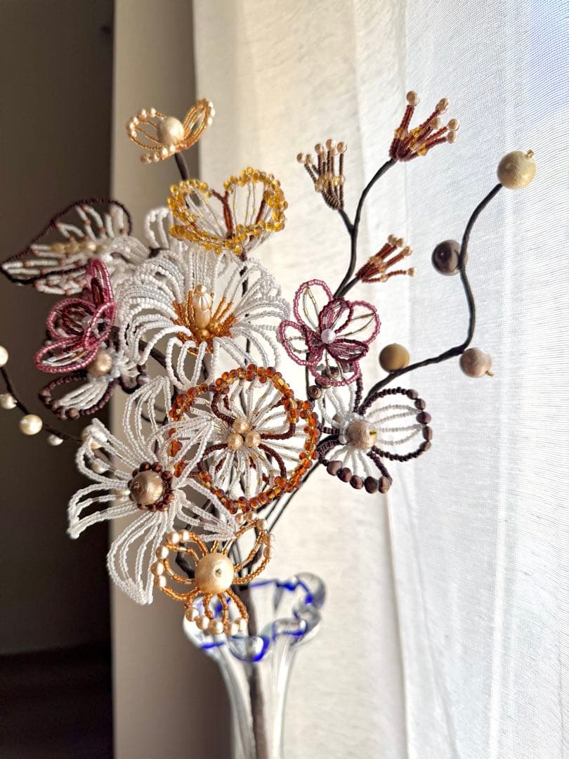 ビーズフラワー　ブーケ　一輪挿し