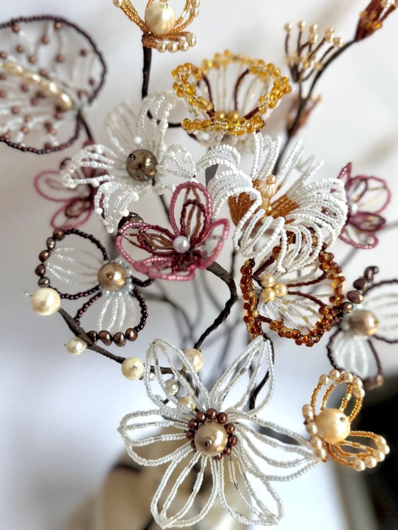 ビーズフラワー　ブーケ　一輪挿し