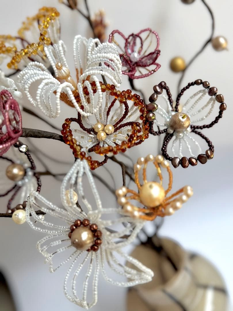 ビーズフラワー　ブーケ　一輪挿し