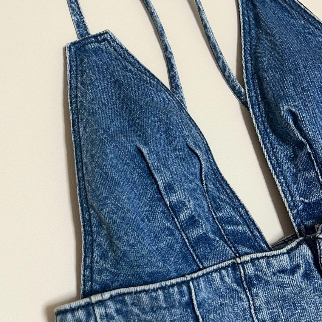 Leur logette オールインワン　デニムサロペット　取外し可　サイズ0