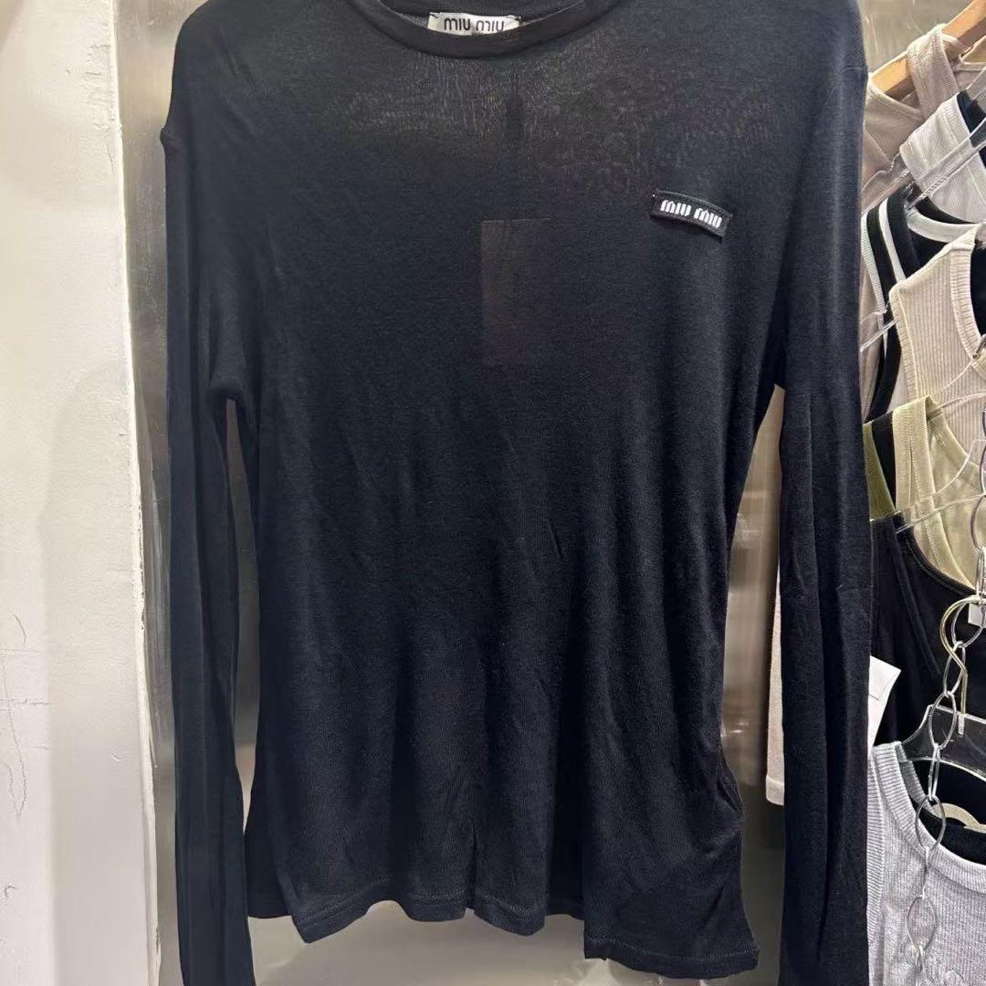 コットンジャージーロンT ロゴ　シアー