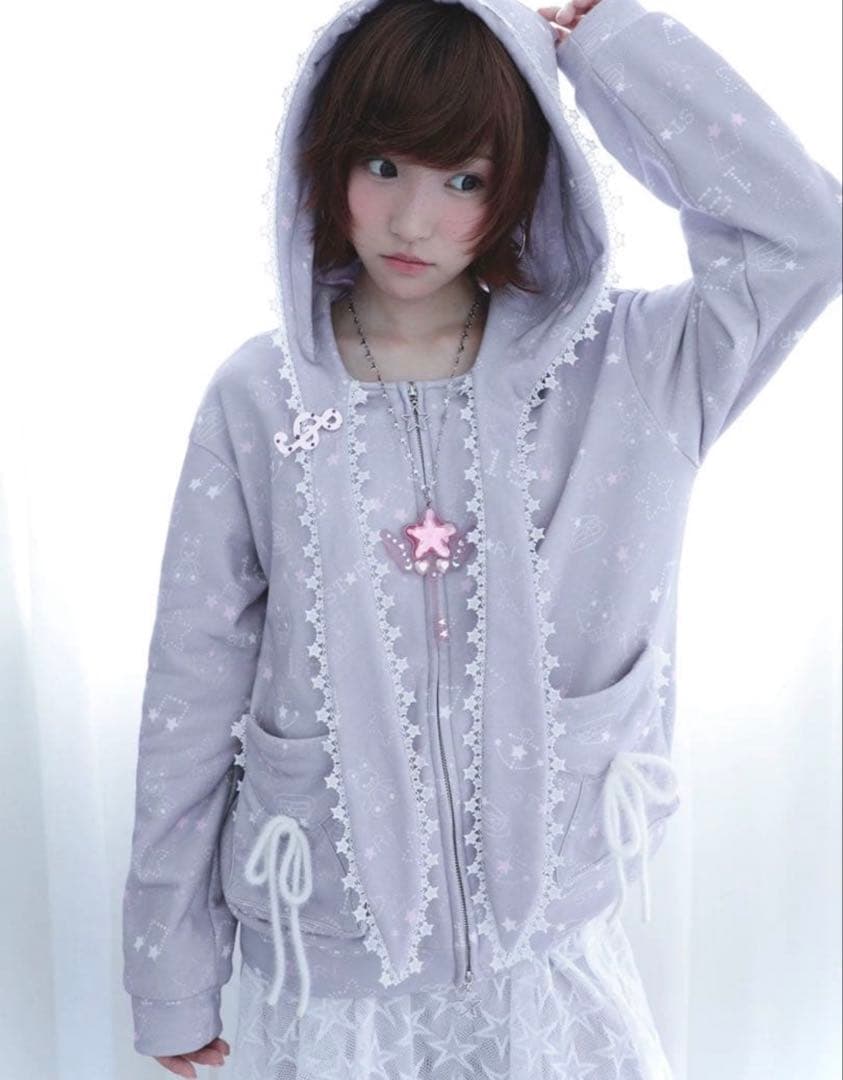 Hashtag DDD オリジナル うさみみフードパーカー（グレー パープル）