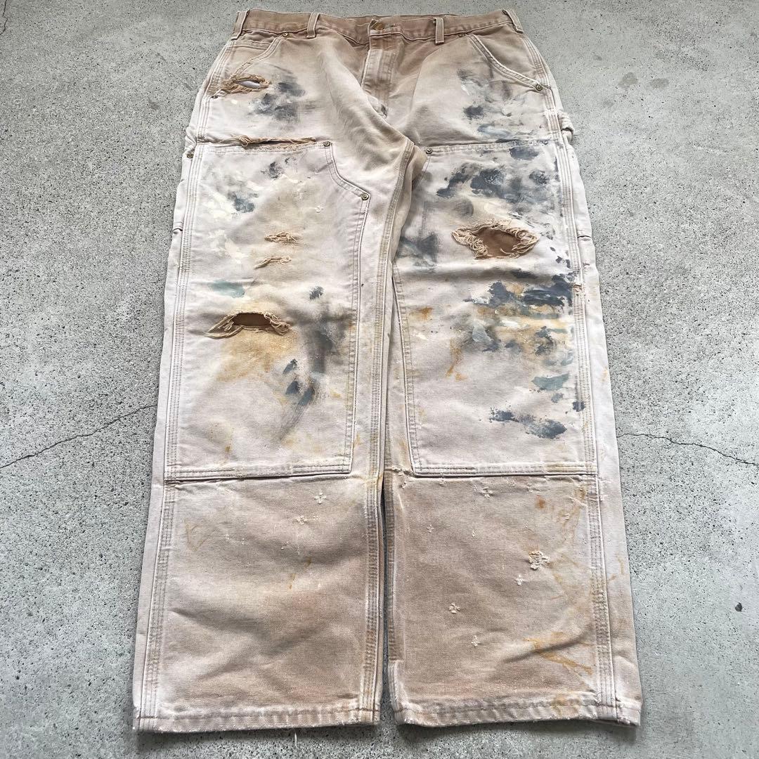 USA製 carhartt ダック地 ダブルニー カーペンターパンツ ペインター