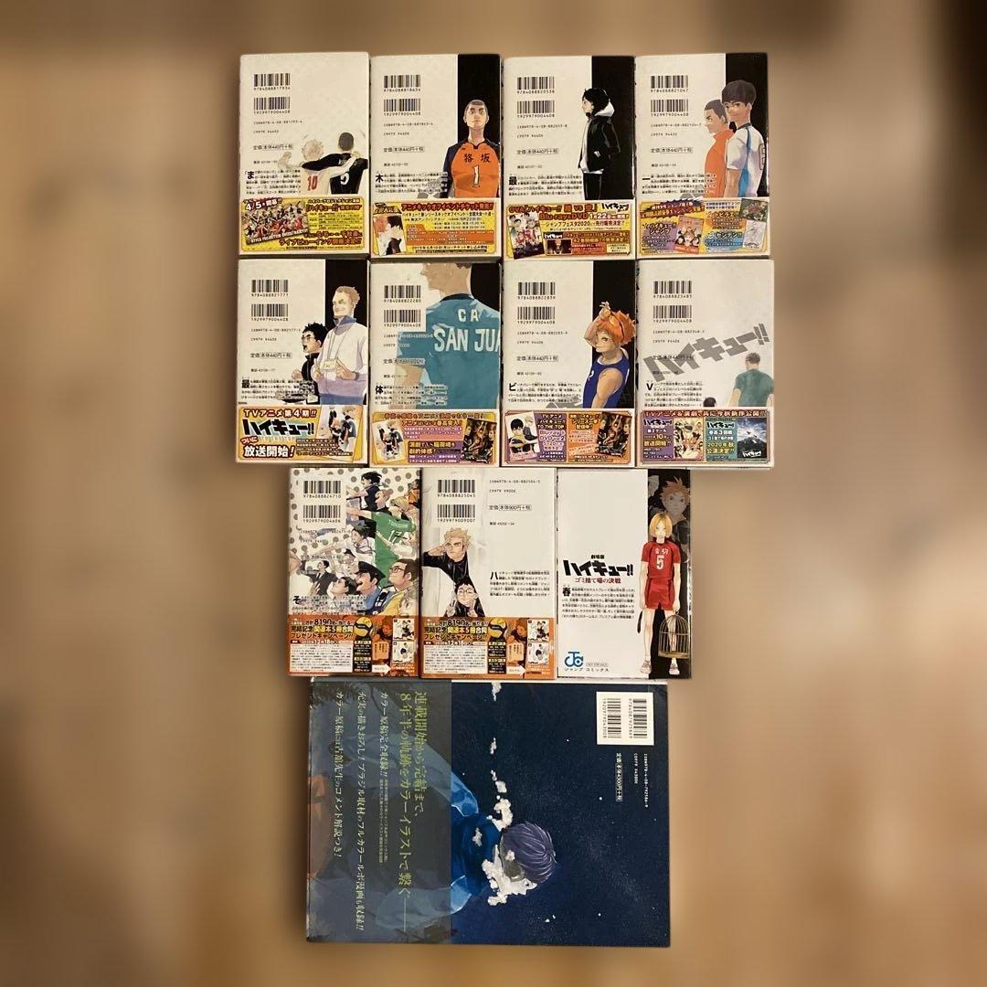ハイキュー全巻セット初版帯付き＋33.5巻＋大判画集＋抽プレミニ色紙２枚セット