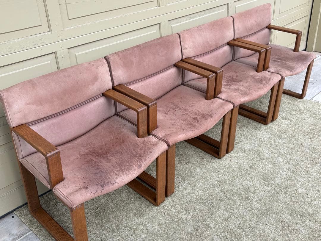 ①Hock カンディハウス BOLS ボルス・4脚セット・革状態悪い