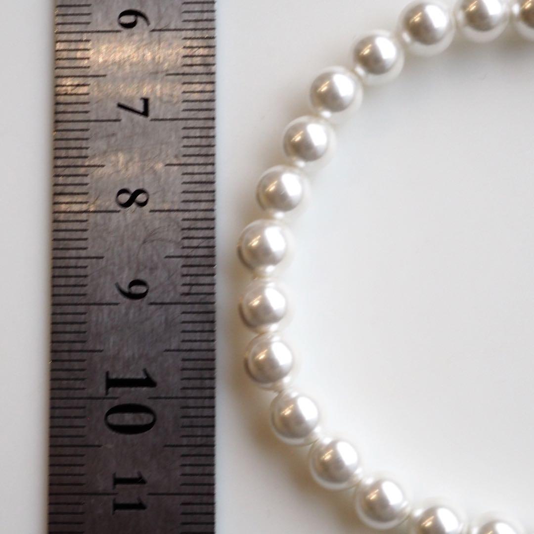 【はくとん( 'ω')ŧ‹\"ŧ‹\"】国産シェルパールのゴムブレスレット