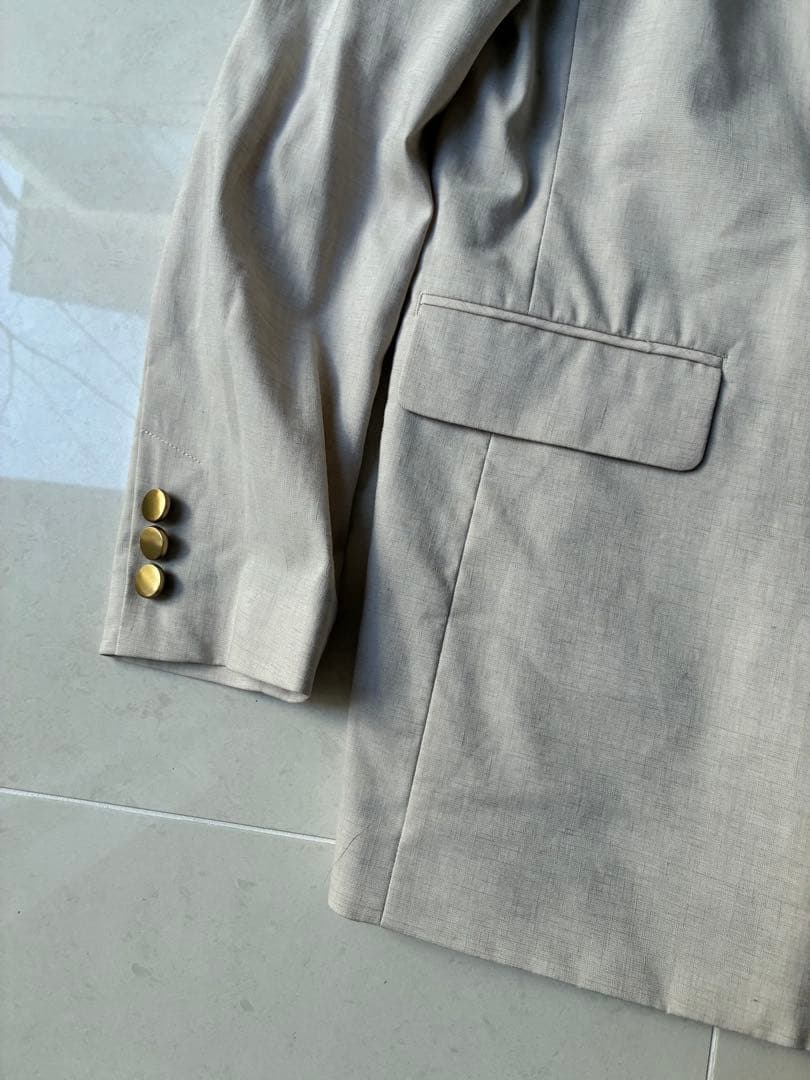 極美品　NOBLE 23SS 麻　ダブルブレスト　ジャケット　金ボタン