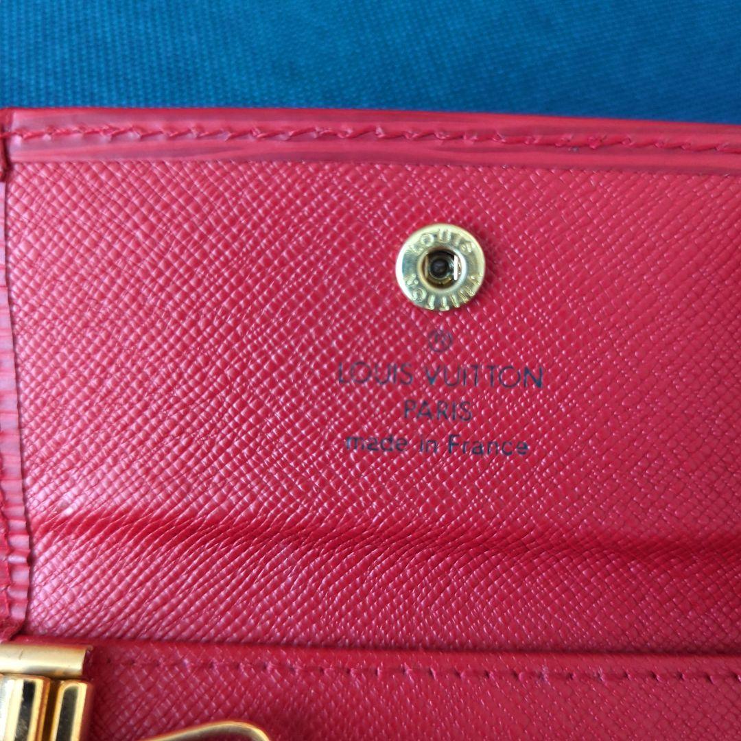 あかな‼️ルイ・ヴィトン　レザーキーケース 赤 ストライプ