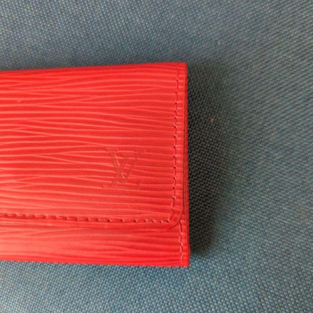 あかな‼️ルイ・ヴィトン　レザーキーケース 赤 ストライプ