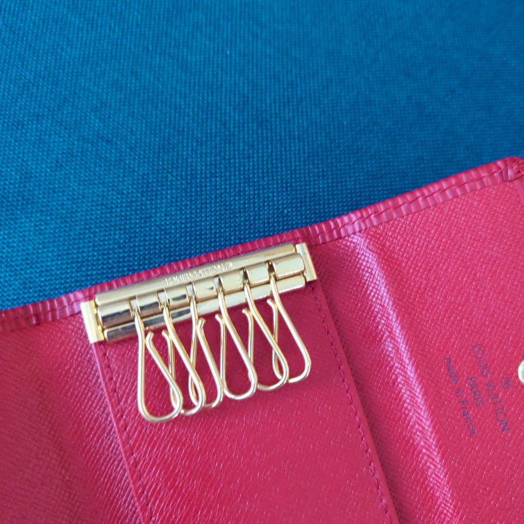 あかな‼️ルイ・ヴィトン　レザーキーケース 赤 ストライプ