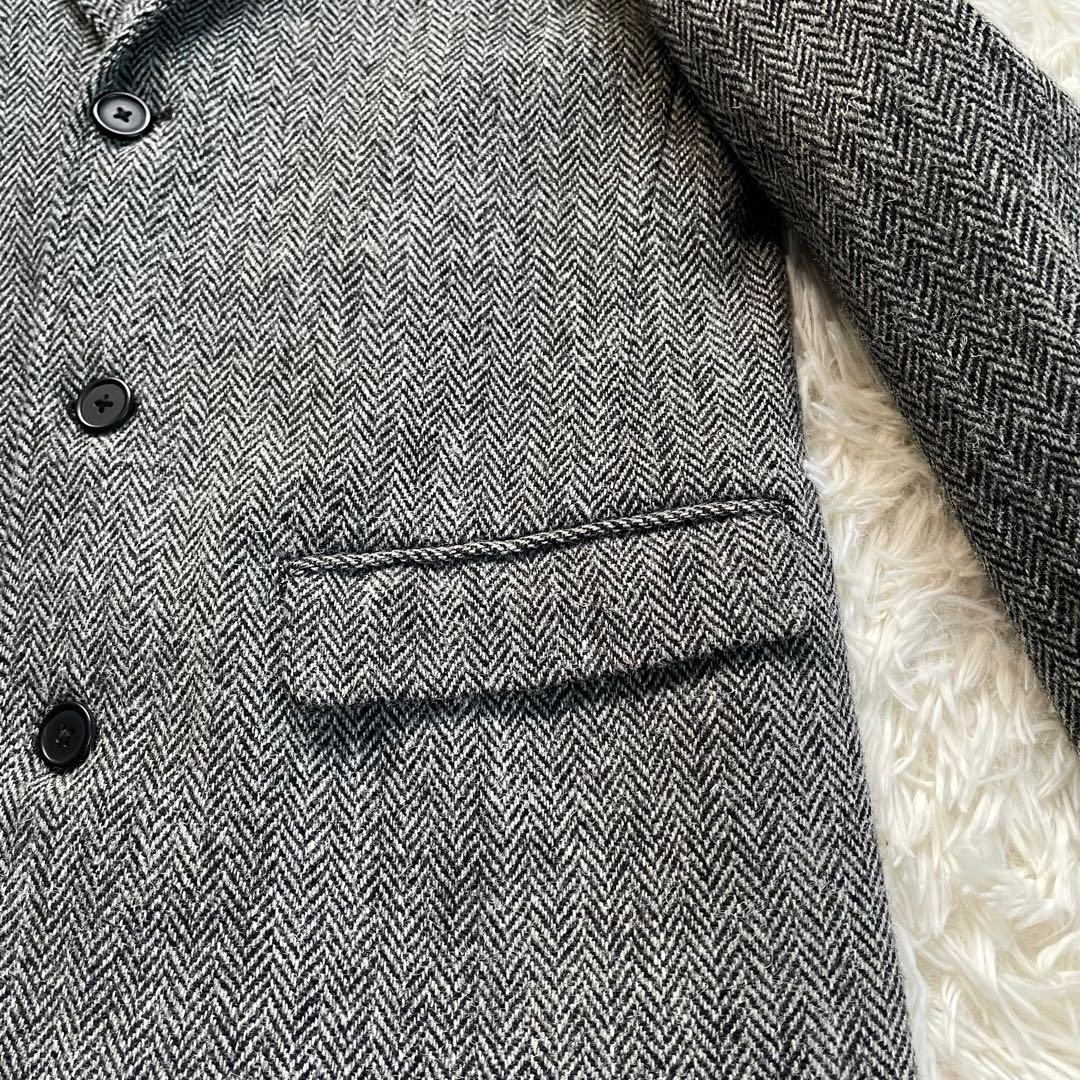 Harris Tweed ヘリンボーンクラブグレーツイードヘリンボーンコート