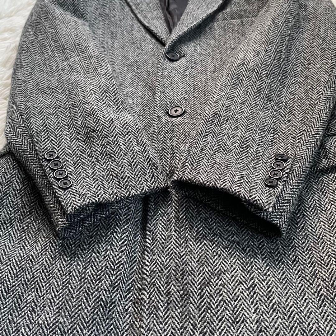 Harris Tweed ヘリンボーンクラブグレーツイードヘリンボーンコート