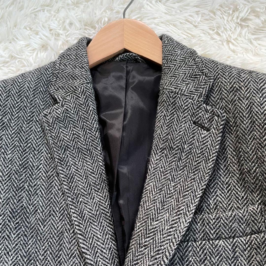 Harris Tweed ヘリンボーンクラブグレーツイードヘリンボーンコート