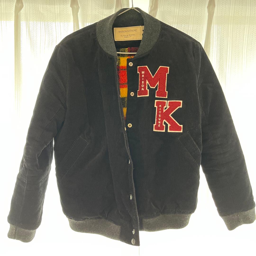 【美品】MAISON KITSUNEメゾンキツネ スタジャン S ダークネイビ