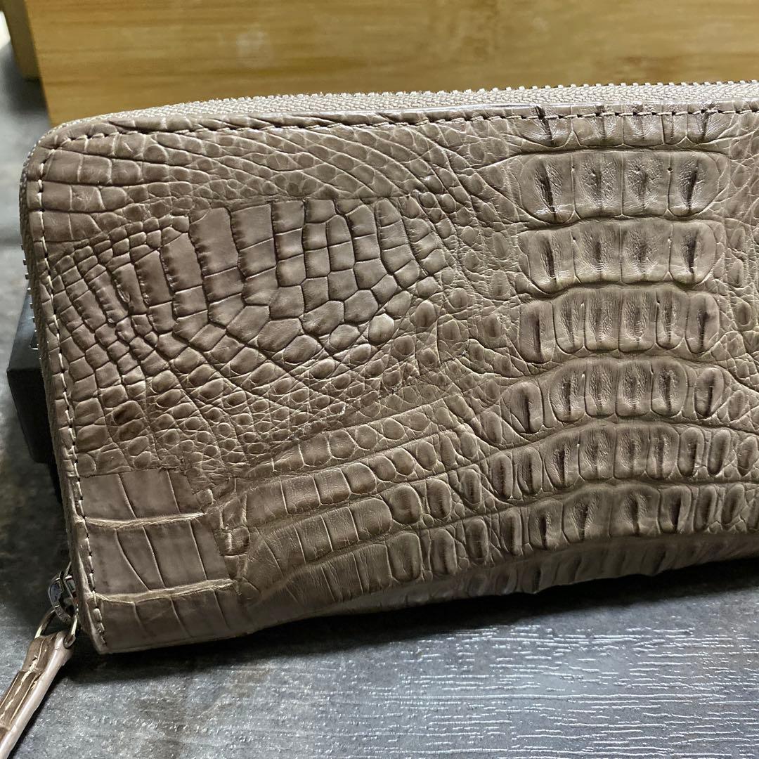 新品 RODANIA ロダニア マット カイマンワニ革 クロコダイル長財布 12