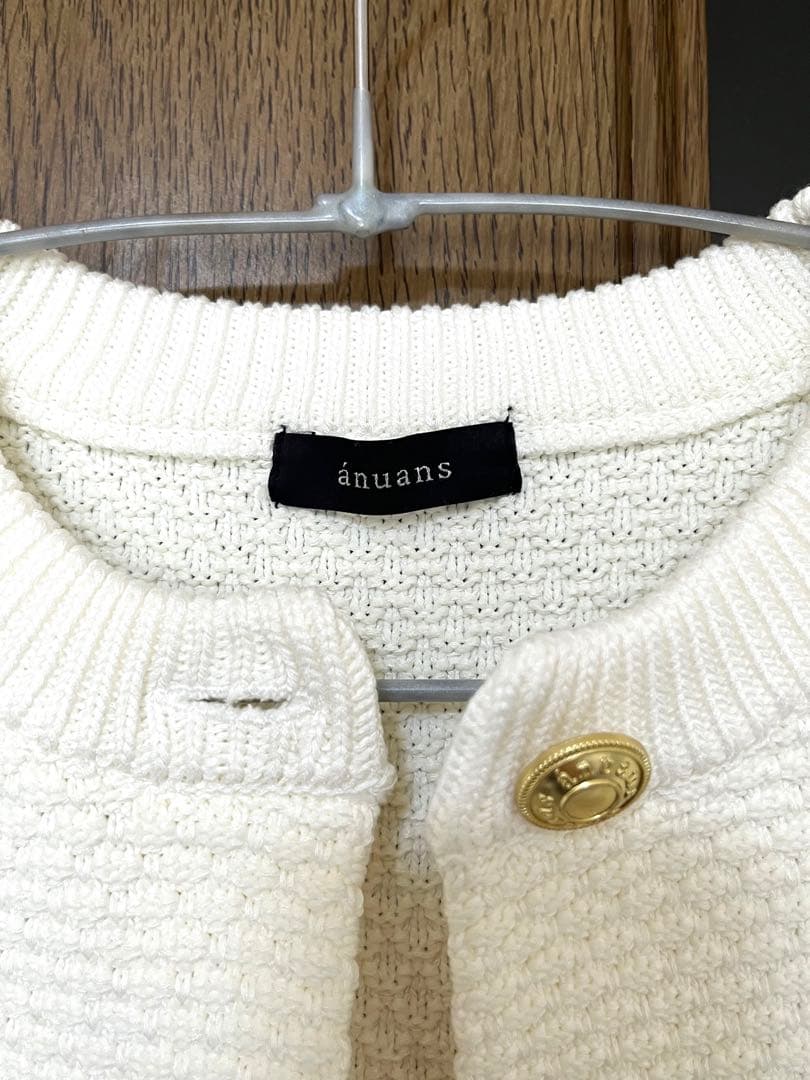 anuans アニュアンスノーカラーニットジャケット S ホワイト